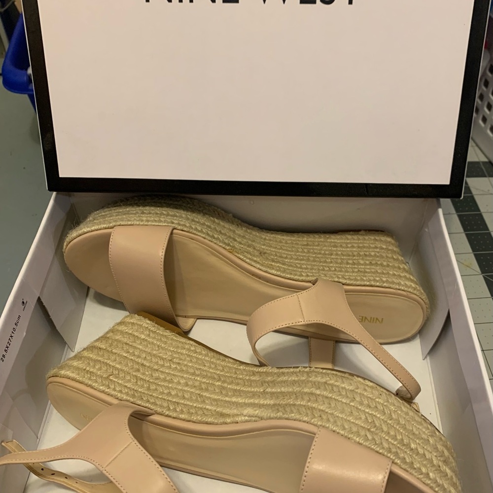 Nine West Beige Wedge Sandals